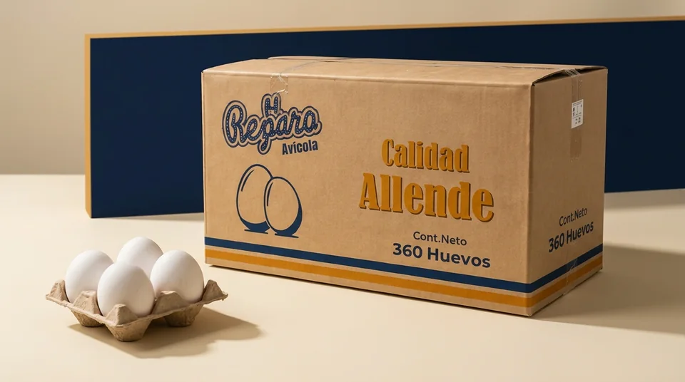 Empaque de 360 huevos El Reparo Calidad Allende en una composición de producto